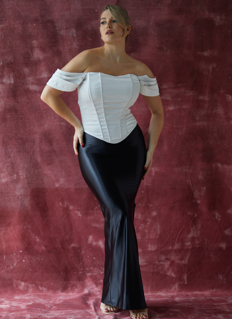 SAMPLE 'Regina' Ivory Fuller Bust Off Shoulder Corset Top