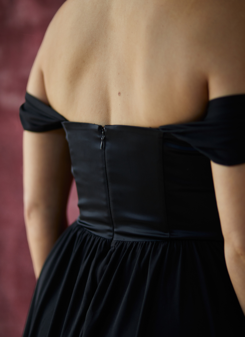 'Savannah' Black Fuller Bust Corset Dress