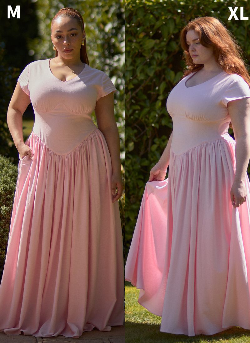 SAMPLE 'Alara' Soft Pink Fuller Bust Maxi Linen Dress