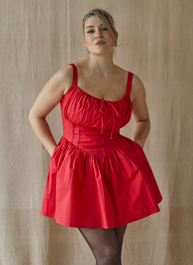 Red cotton sundress clearance