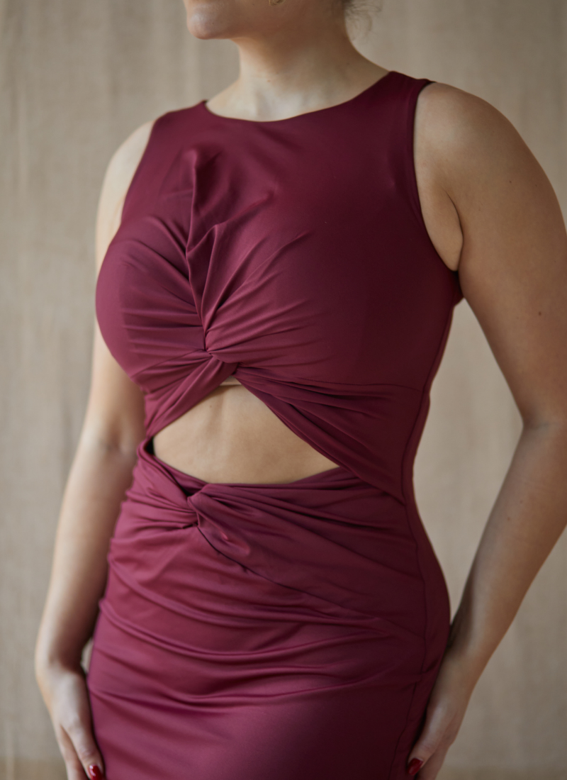 SAMPLE 'Nikki' Burgundy Fuller Bust Jersey Dress