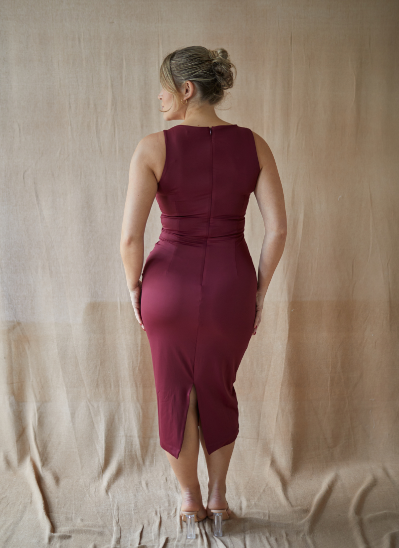 SAMPLE 'Nikki' Burgundy Fuller Bust Jersey Dress