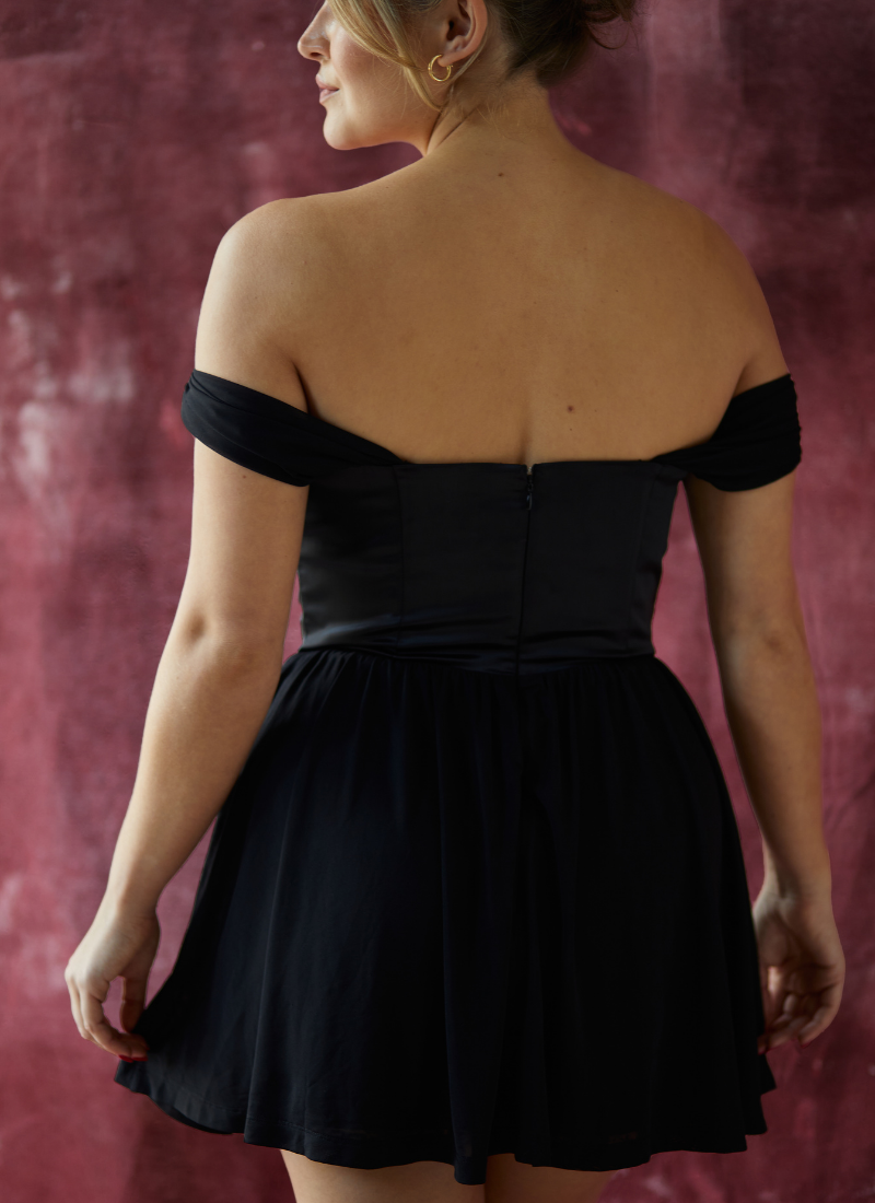 'Savannah' Black Fuller Bust Corset Dress