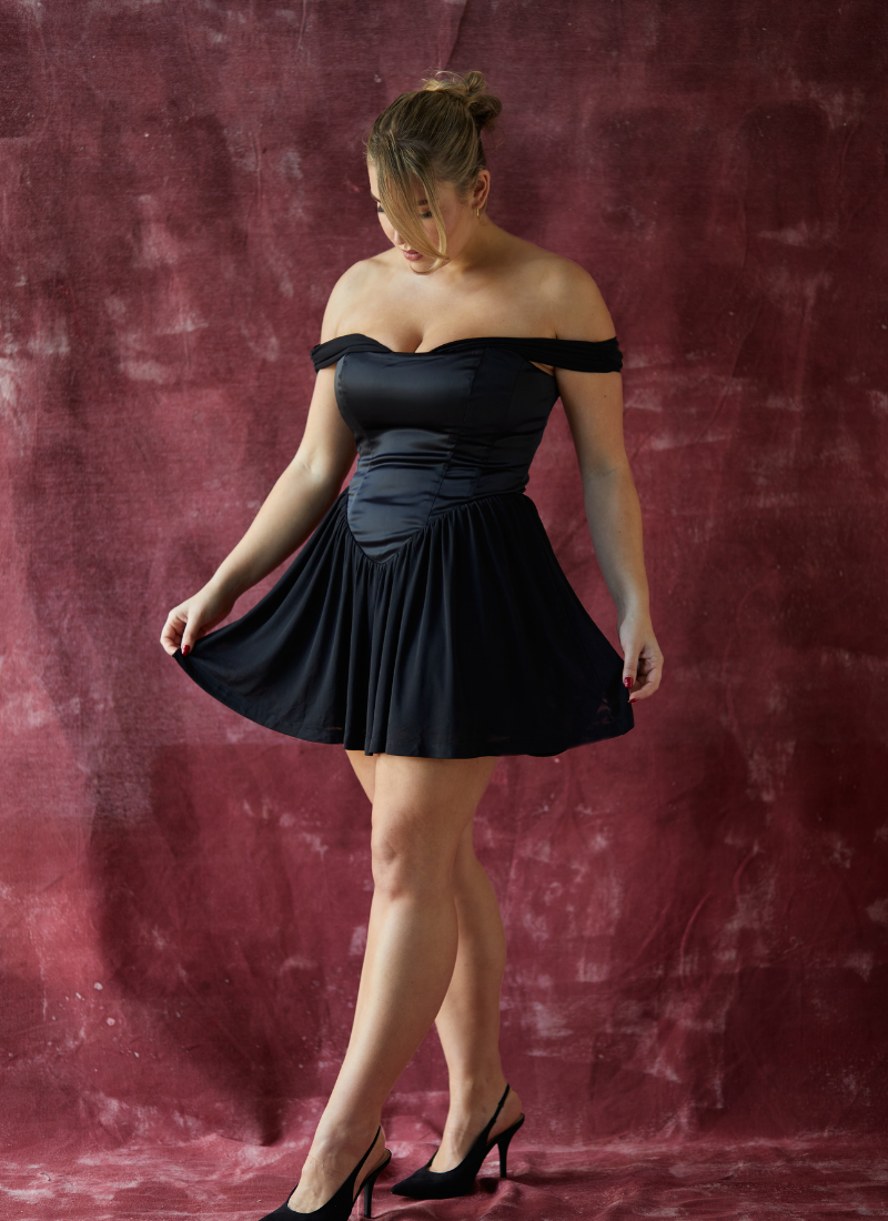 SAMPLE 'Savannah' Black Fuller Bust Corset Dress