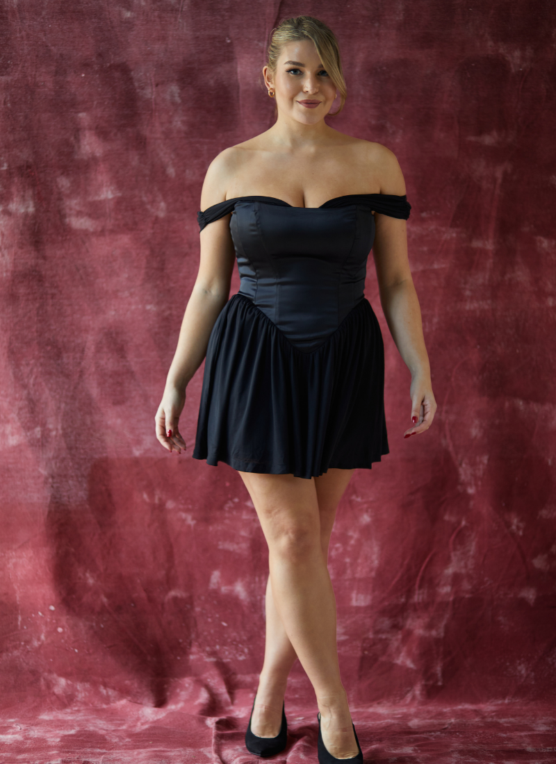 'Savannah' Black Fuller Bust Corset Dress