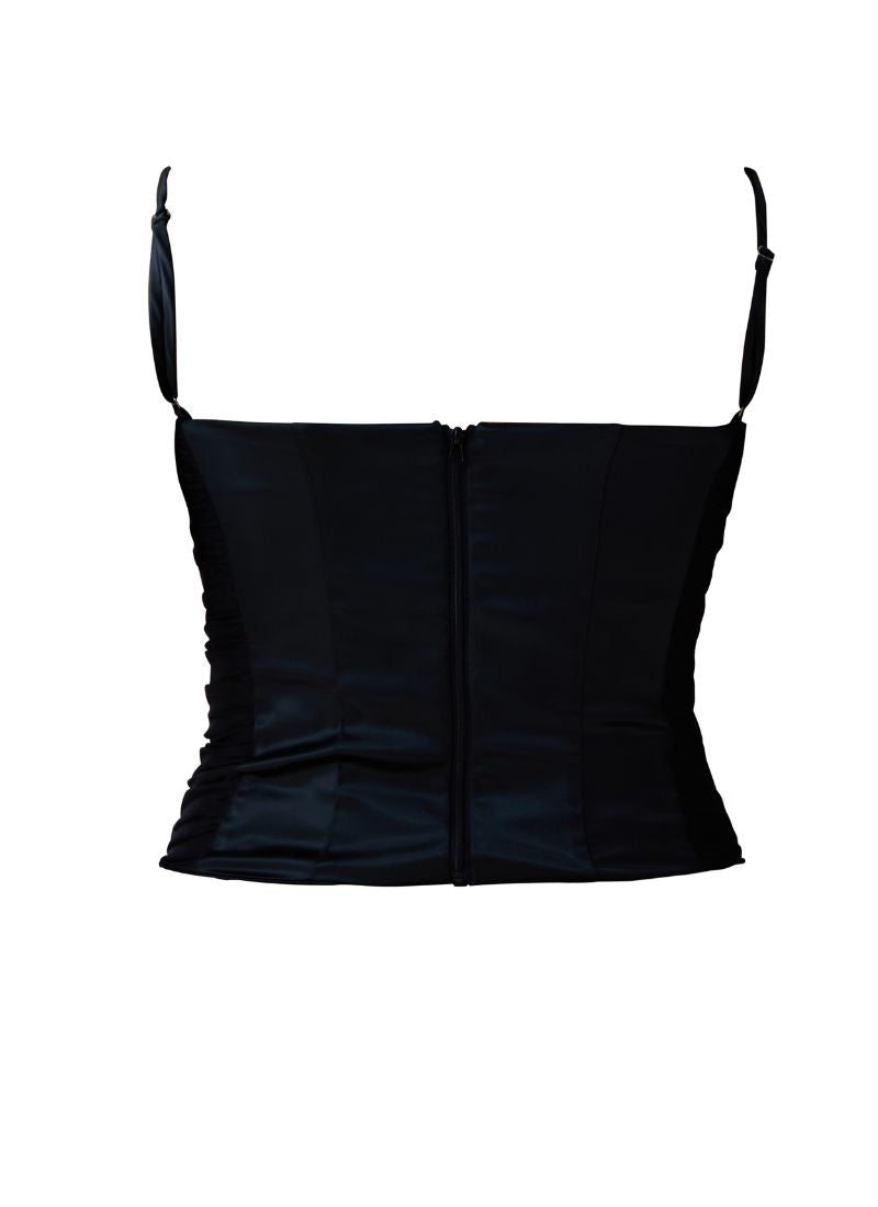 'Cassandra' Black Fuller Bust Corset Top
