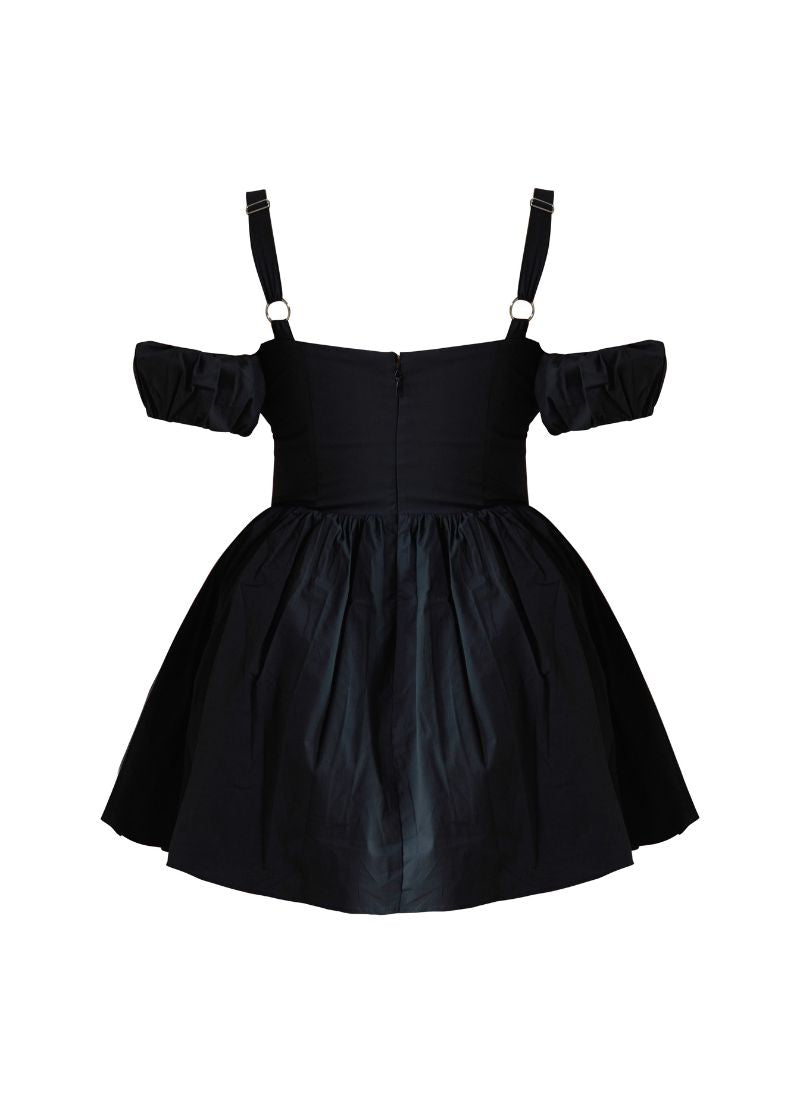 'Harper' Black Fuller Bust Mini Cotton Sundress