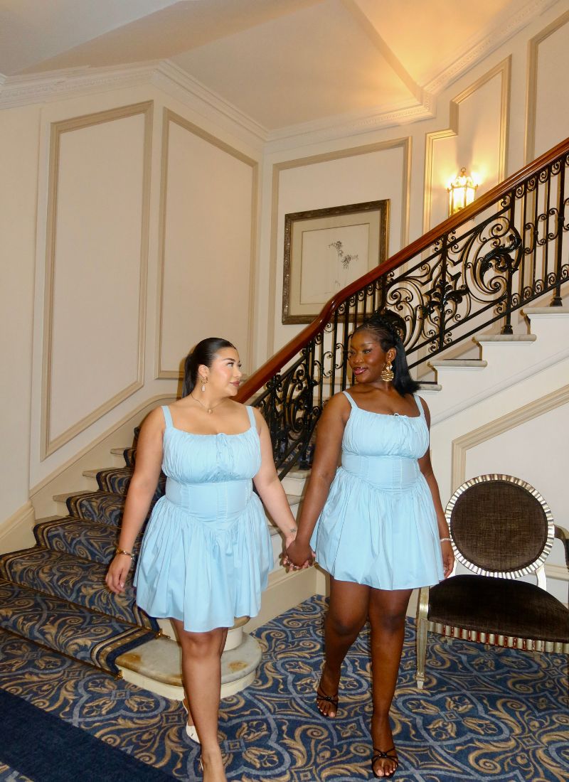 'Camille' Soft Blue Fuller Bust Mini Sundress