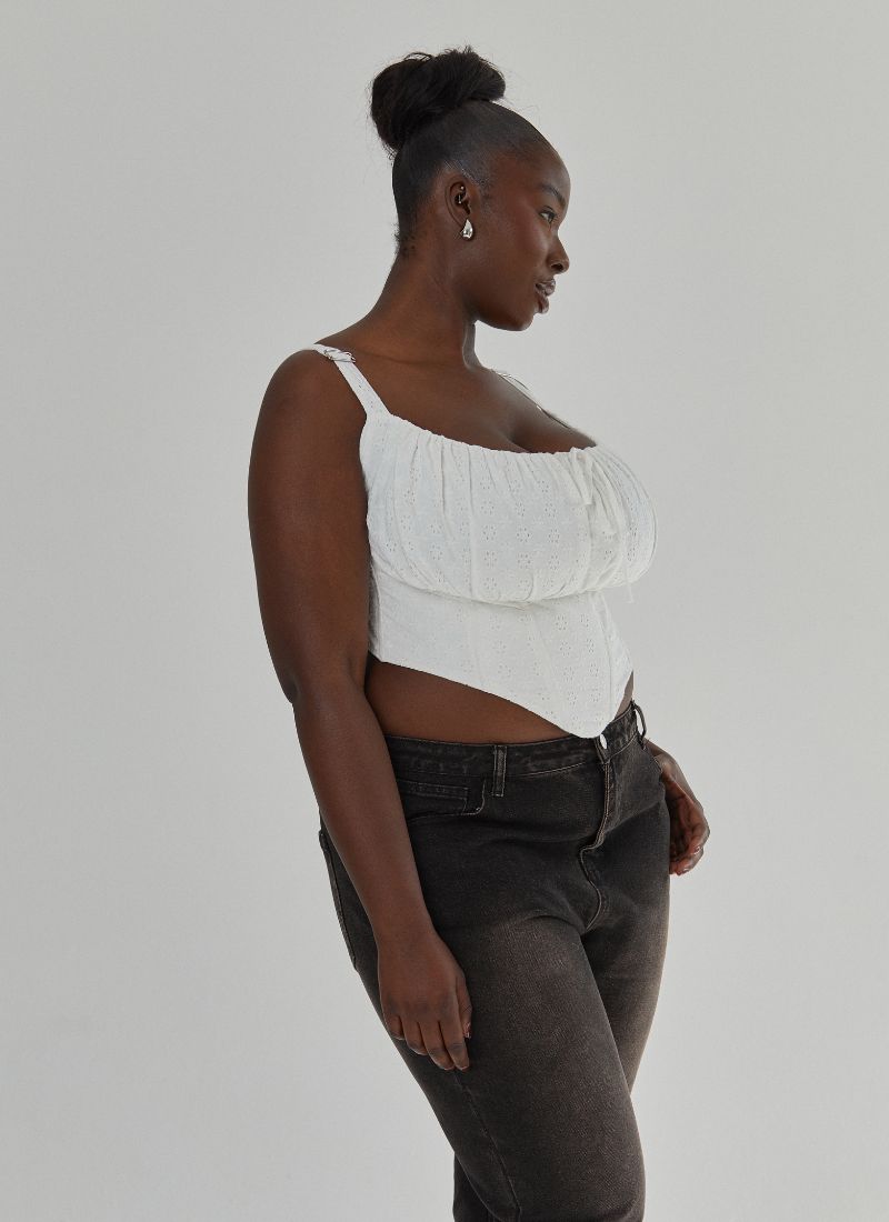 'Clara' Ivory Fuller Bust Embroidery Corset Top