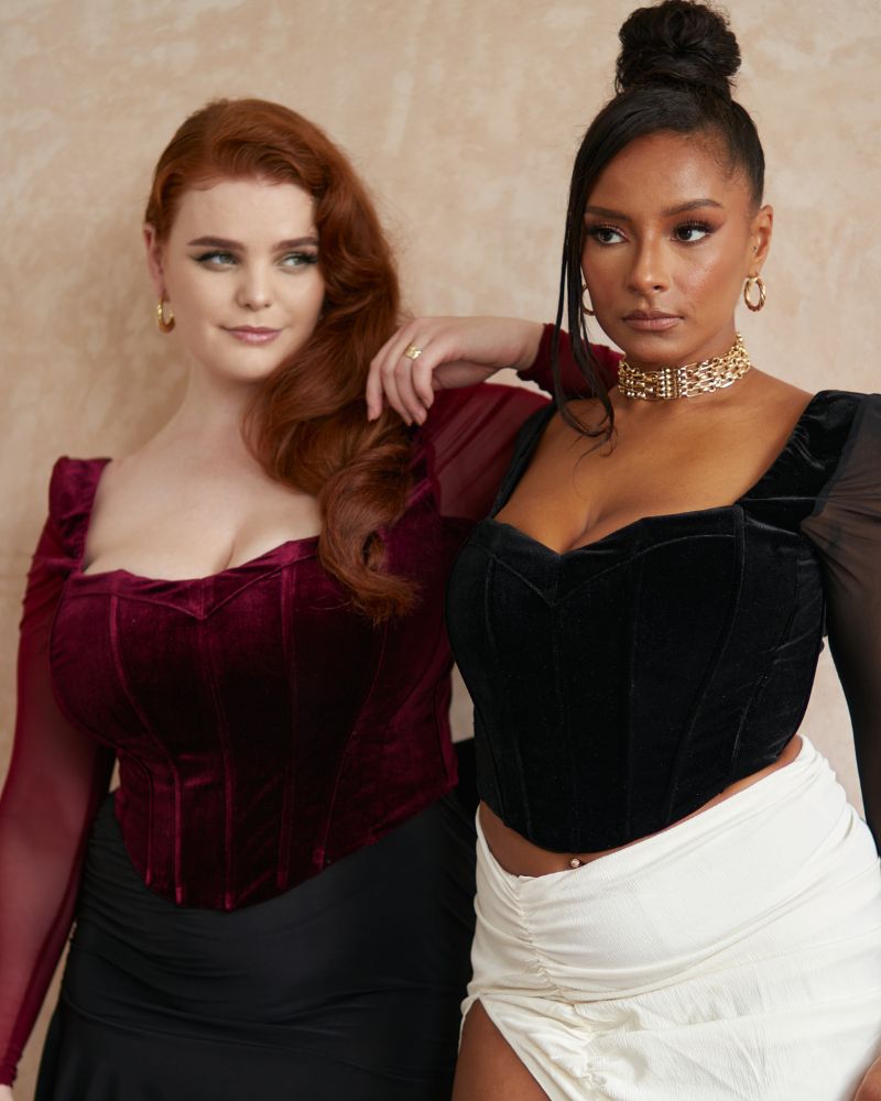 Women long sleeve fuller bust corset top.