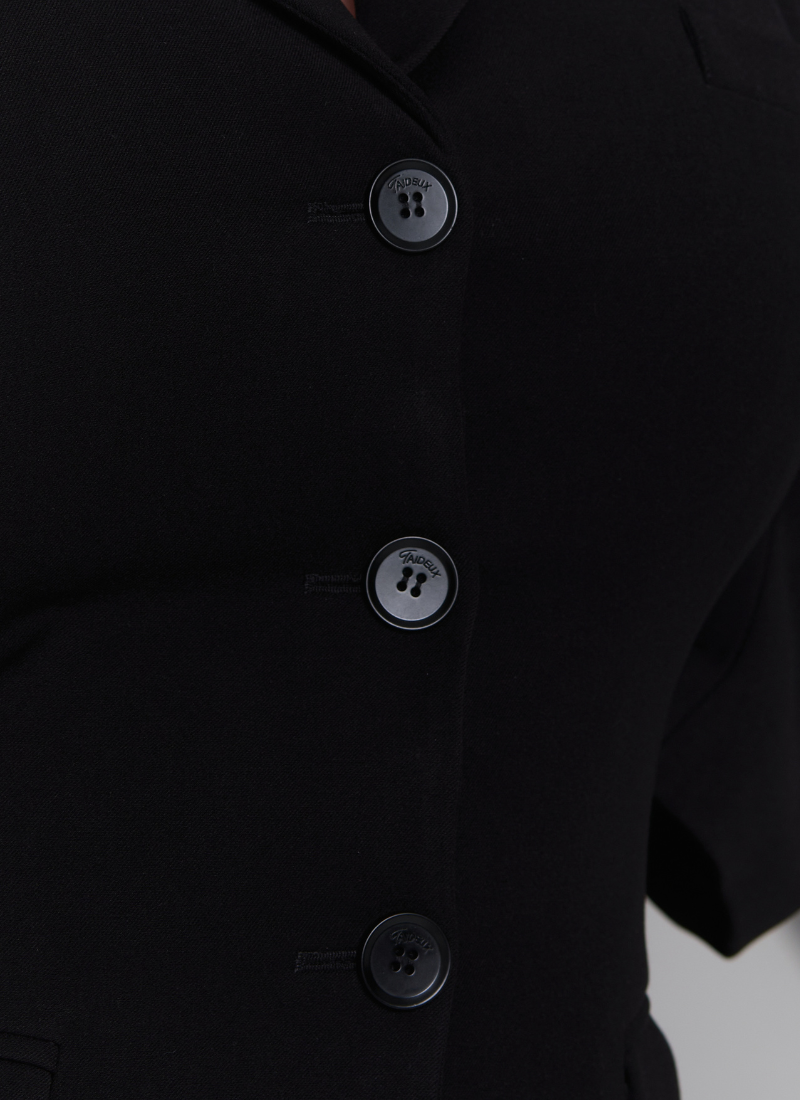'Jax' Black Fuller Bust Tailored Cinch Waist Blazer Jacket