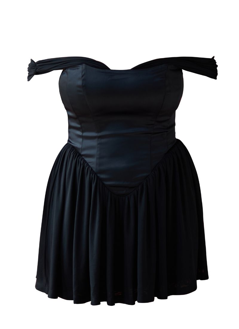'Savannah' Black Fuller Bust Corset Dress