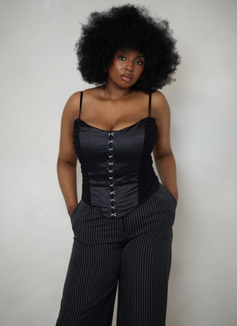 'Cassandra' Black Fuller Bust Corset Top