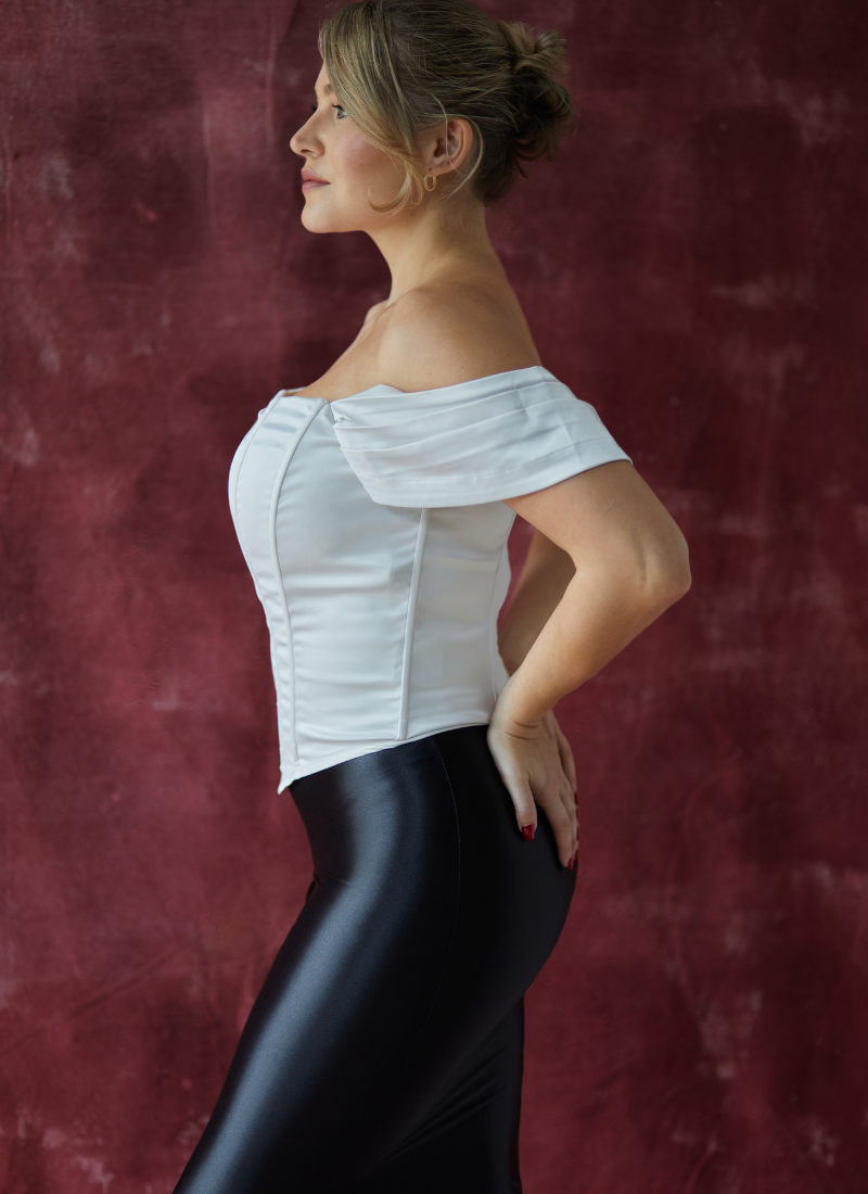 SAMPLE 'Regina' Ivory Fuller Bust Off Shoulder Corset Top