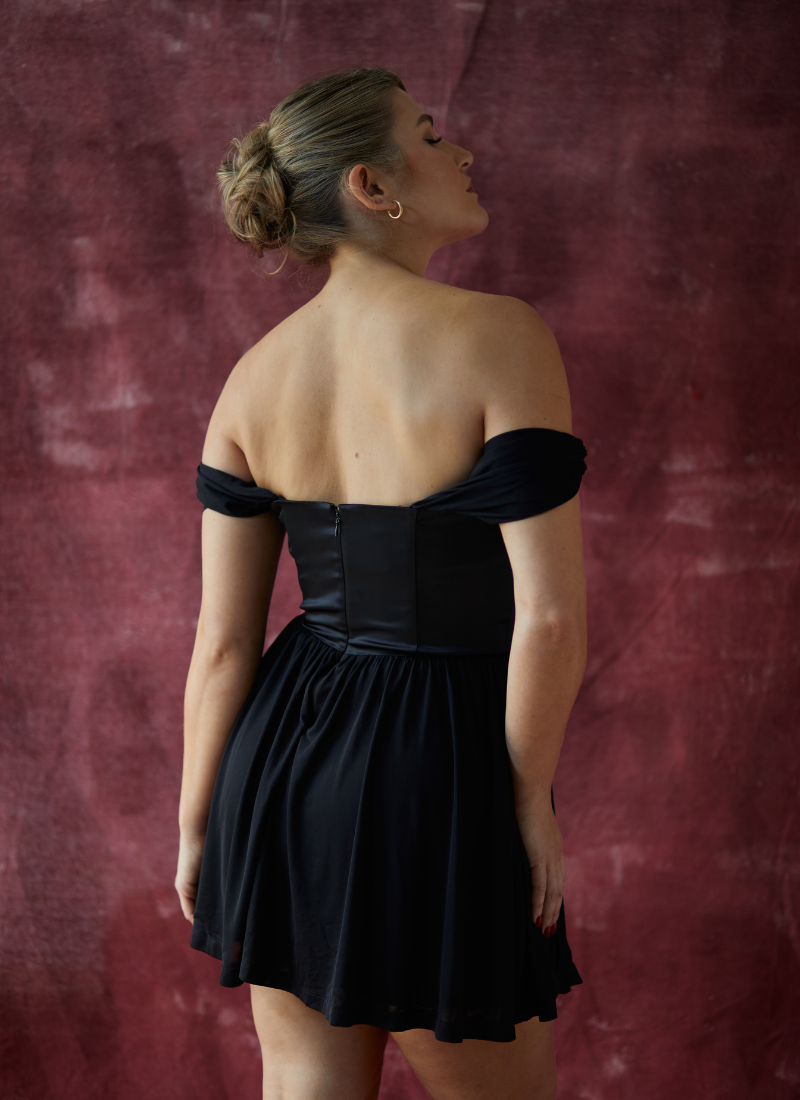 'Savannah' Black Fuller Bust Corset Dress