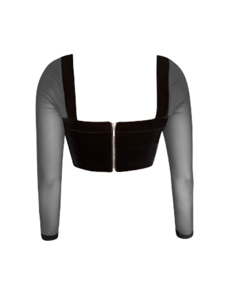 Velvet corset top for fuller bust