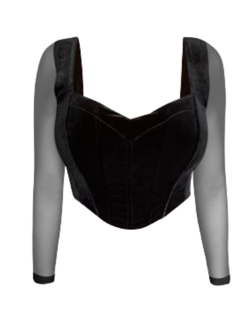Velvet corset top for big bust