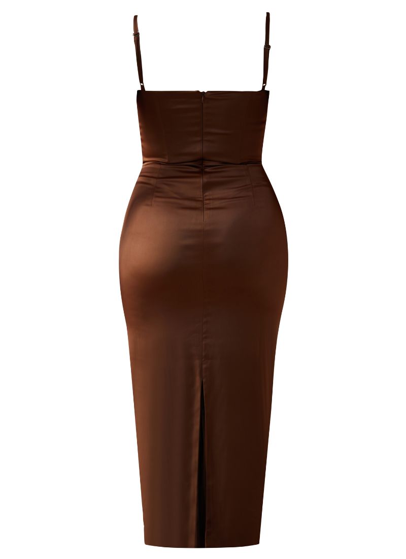 'Naomi' Toffee Brown Fuller Bust Corset Dress