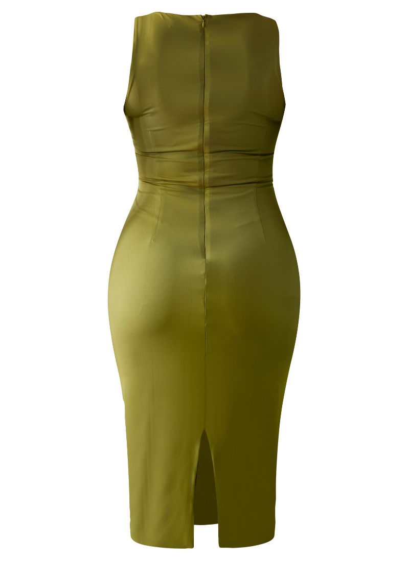 'Nikki' Olive Fuller Bust Jersey Dress