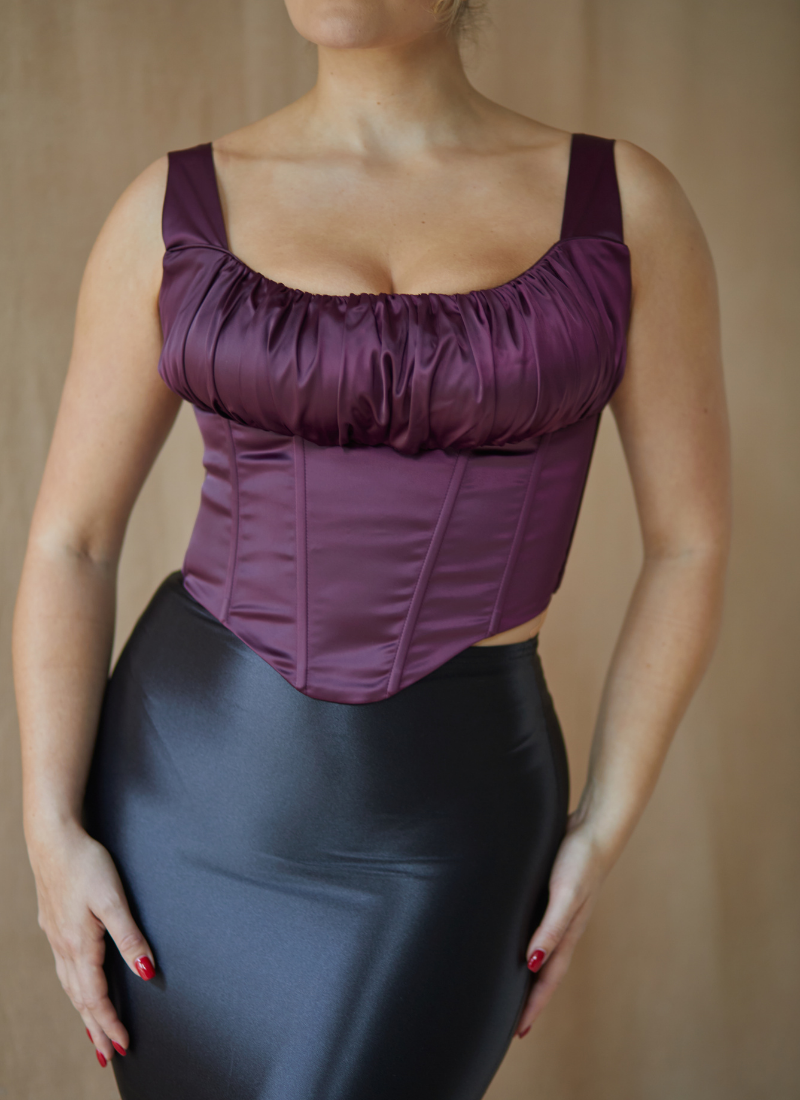 'Alyssa' Aubergine Fuller Bust Corset Top