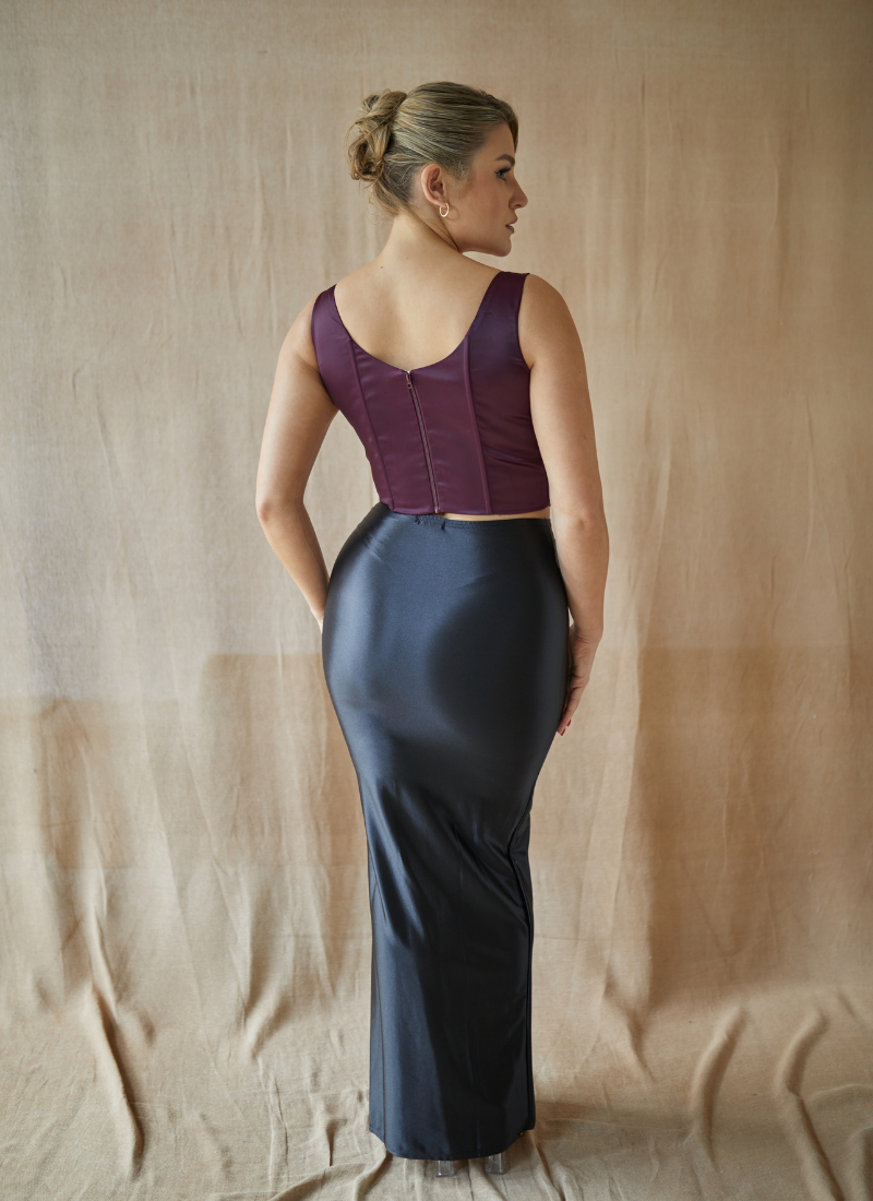 'Alyssa' Aubergine Fuller Bust Corset Top