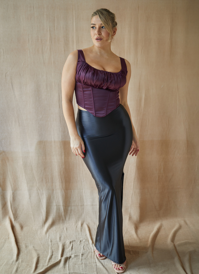 'Alyssa' Aubergine Fuller Bust Corset Top