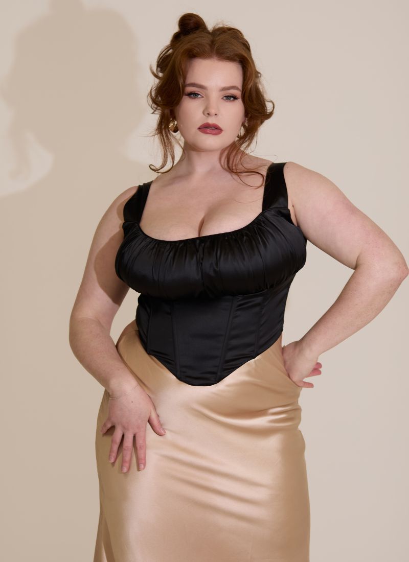 'Alyssa' Black Fuller Bust Corset Top