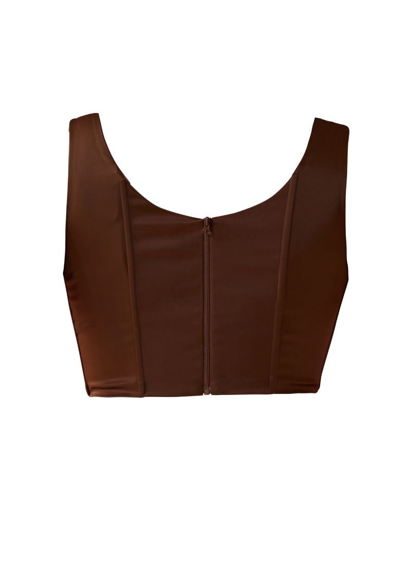 'Alyssa' Toffee Brown Fuller Bust Corset Top