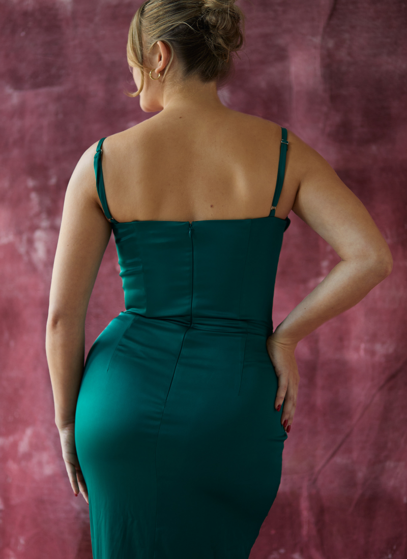 'Carmen' Emerald Green Fuller Bust Corset Dress