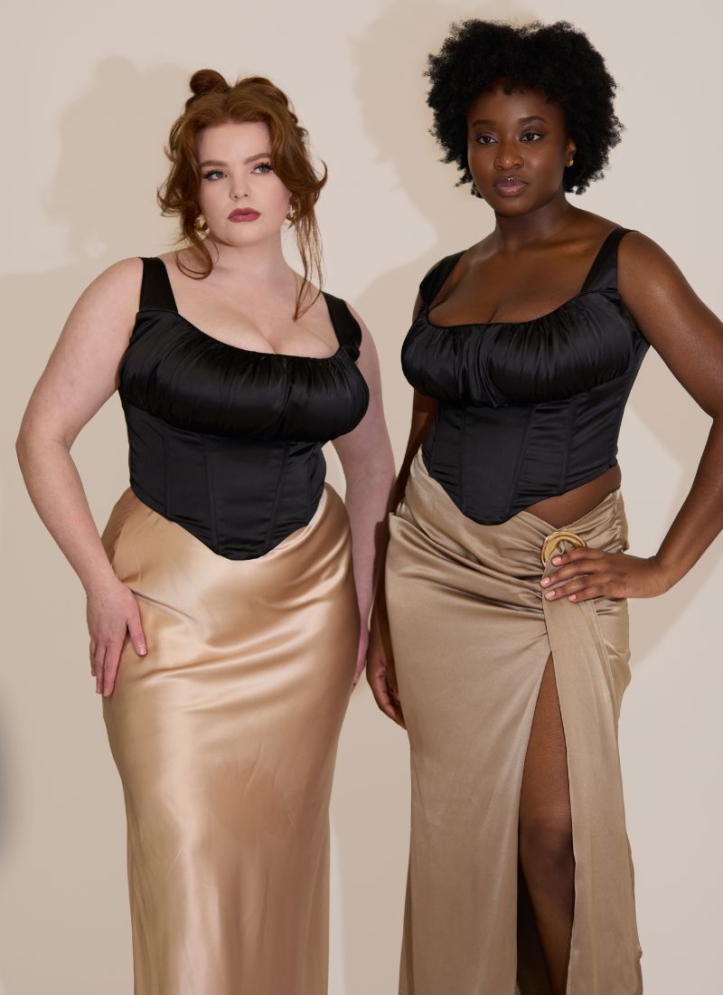 'Alyssa' Black Fuller Bust Corset Top