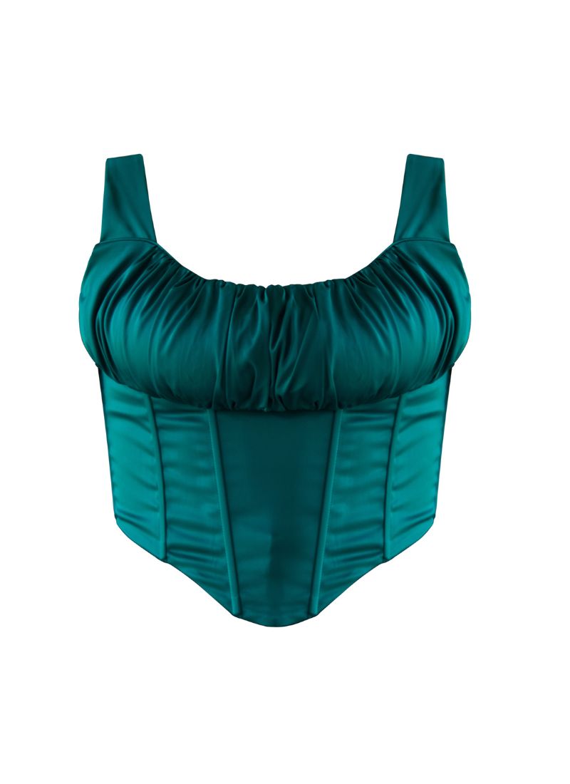 'Alyssa' Emerald Green Fuller Bust Corset Top