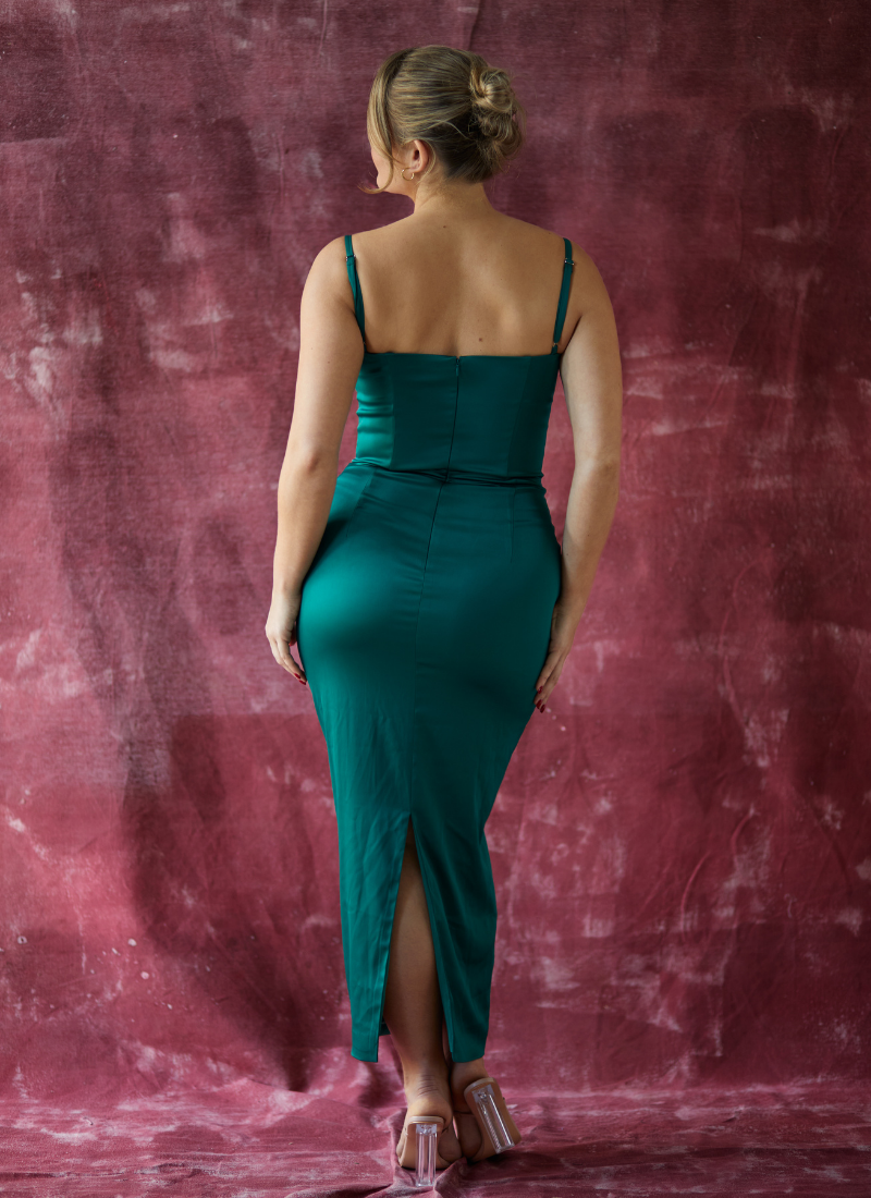 'Carmen' Emerald Green Fuller Bust Corset Dress