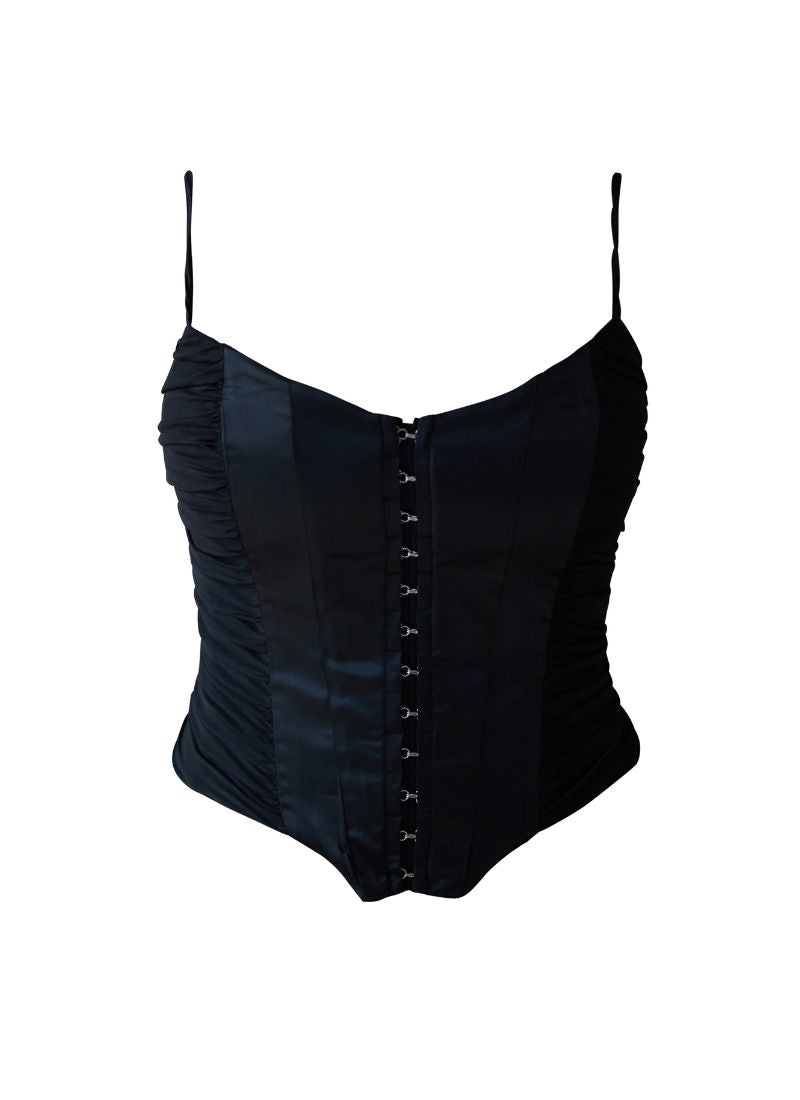 'Cassandra' Black Fuller Bust Corset Top