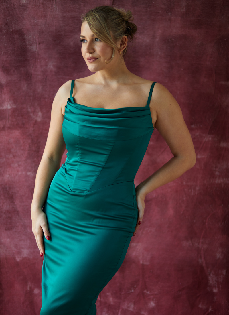 'Carmen' Emerald Green Fuller Bust Corset Dress