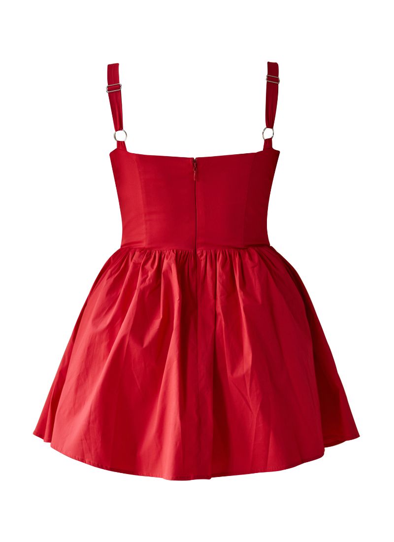 'Camille' Red Fuller Bust Mini Cotton Sundress