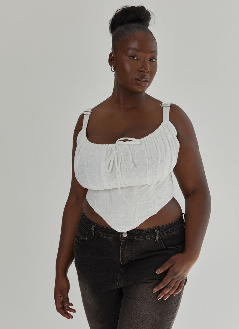 'Clara' Ivory Fuller Bust Embroidery Corset Top