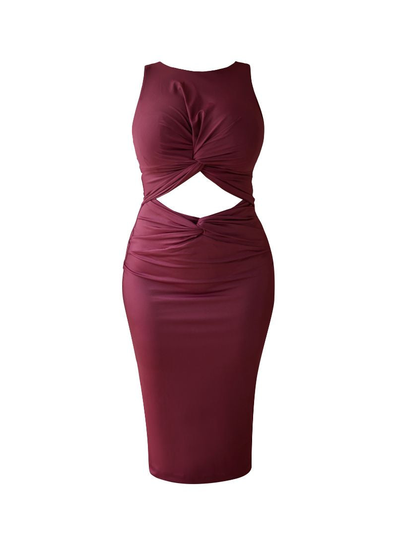 'Nikki' Burgundy Fuller Bust Jersey Dress