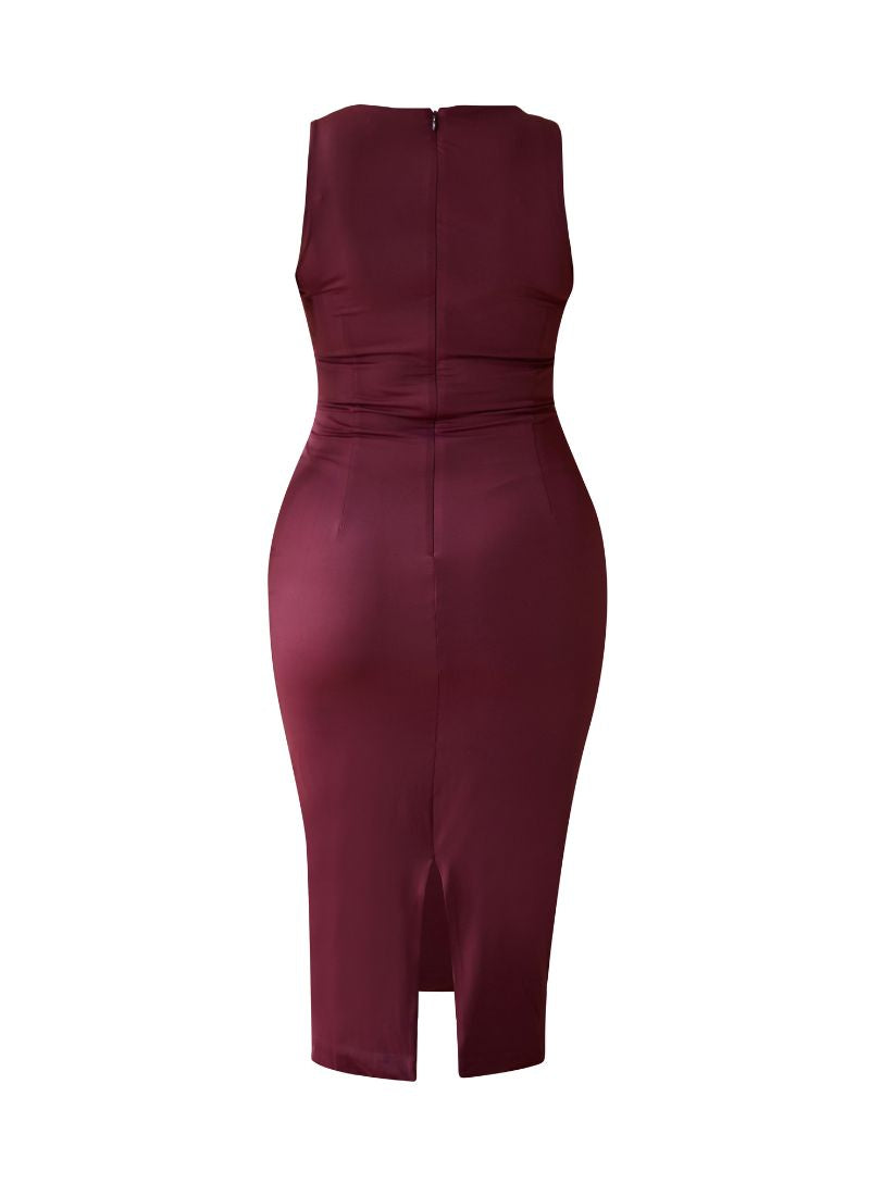 'Nikki' Burgundy Fuller Bust Jersey Dress