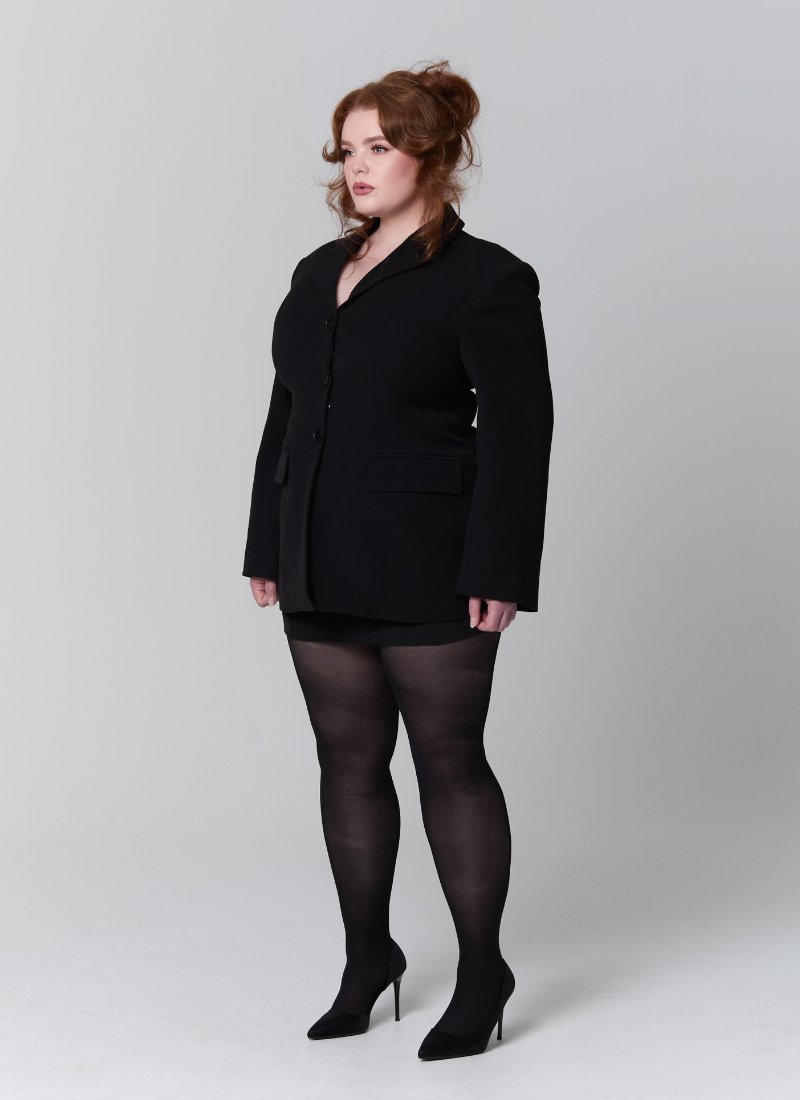 'Jax' Black Fuller Bust Tailored Cinch Waist Blazer Jacket