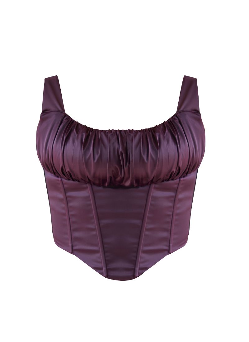 'Alyssa' Aubergine Fuller Bust Corset Top