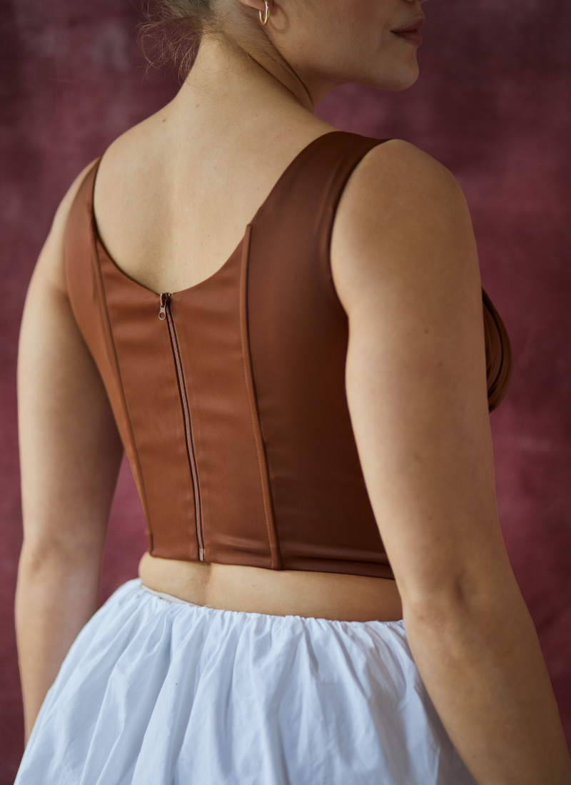 'Alyssa' Toffee Brown Fuller Bust Corset Top