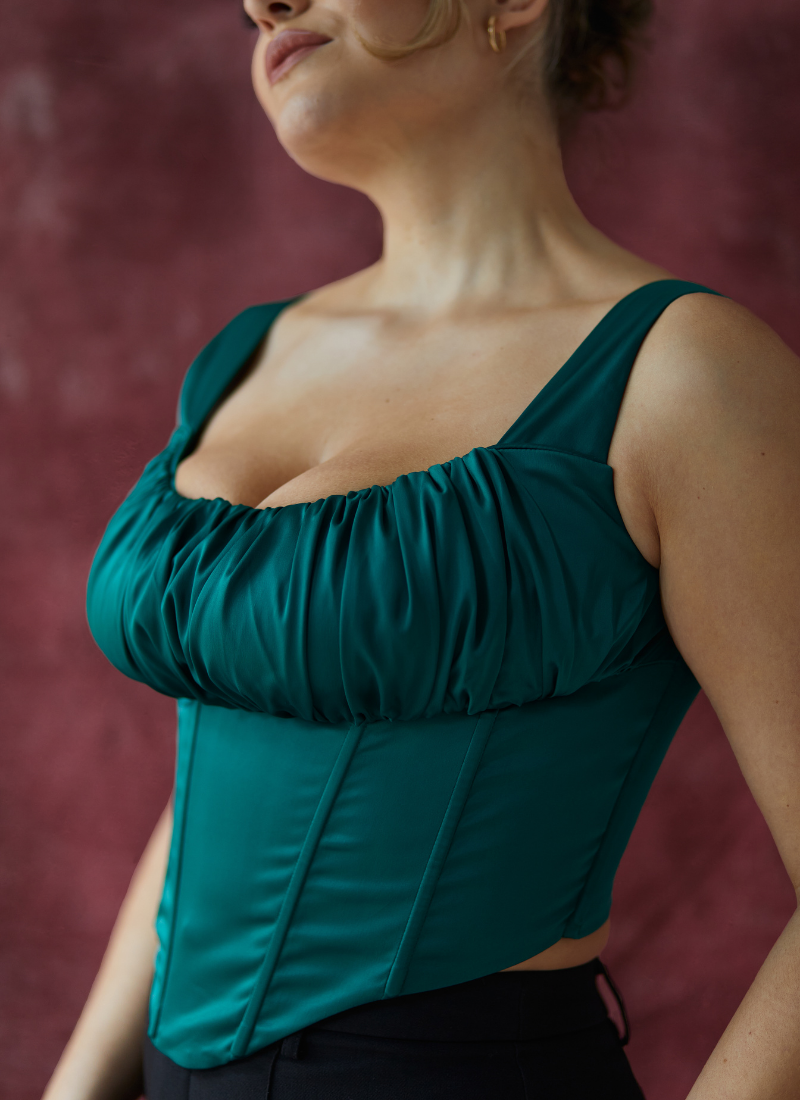 'Alyssa' Emerald Green Fuller Bust Corset Top