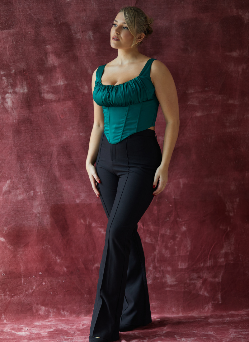 'Alyssa' Emerald Green Fuller Bust Corset Top