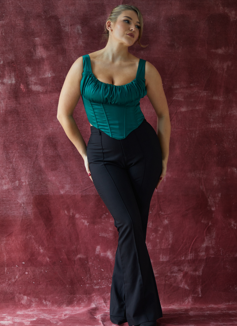 'Alyssa' Emerald Green Fuller Bust Corset Top