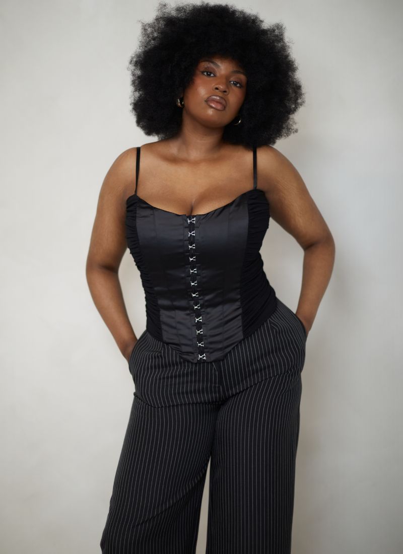 'Cassandra' Black Fuller Bust Corset Top