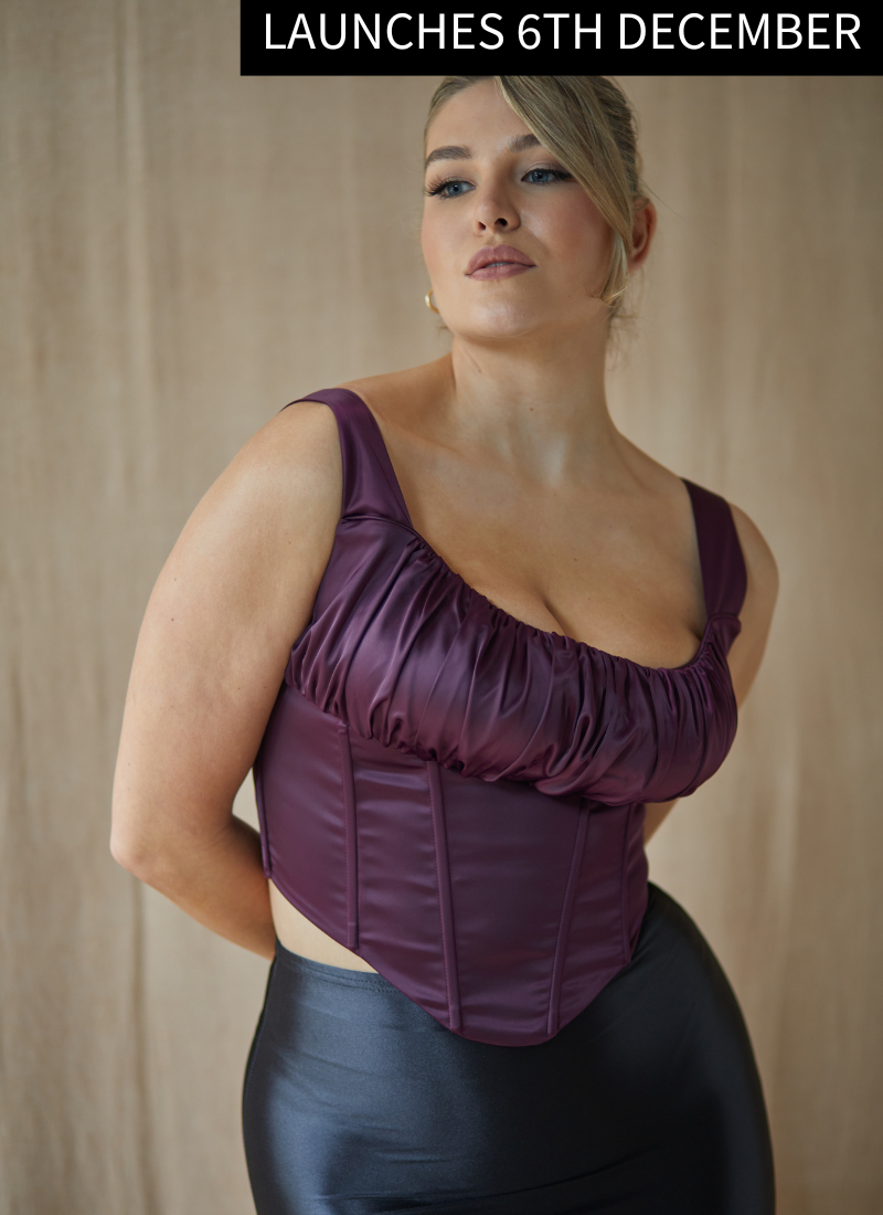 'Alyssa' Aubergine Fuller Bust Corset Top