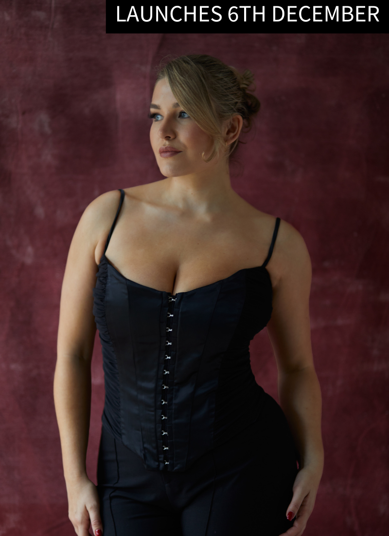 'Cassandra' Black Fuller Bust Corset Top