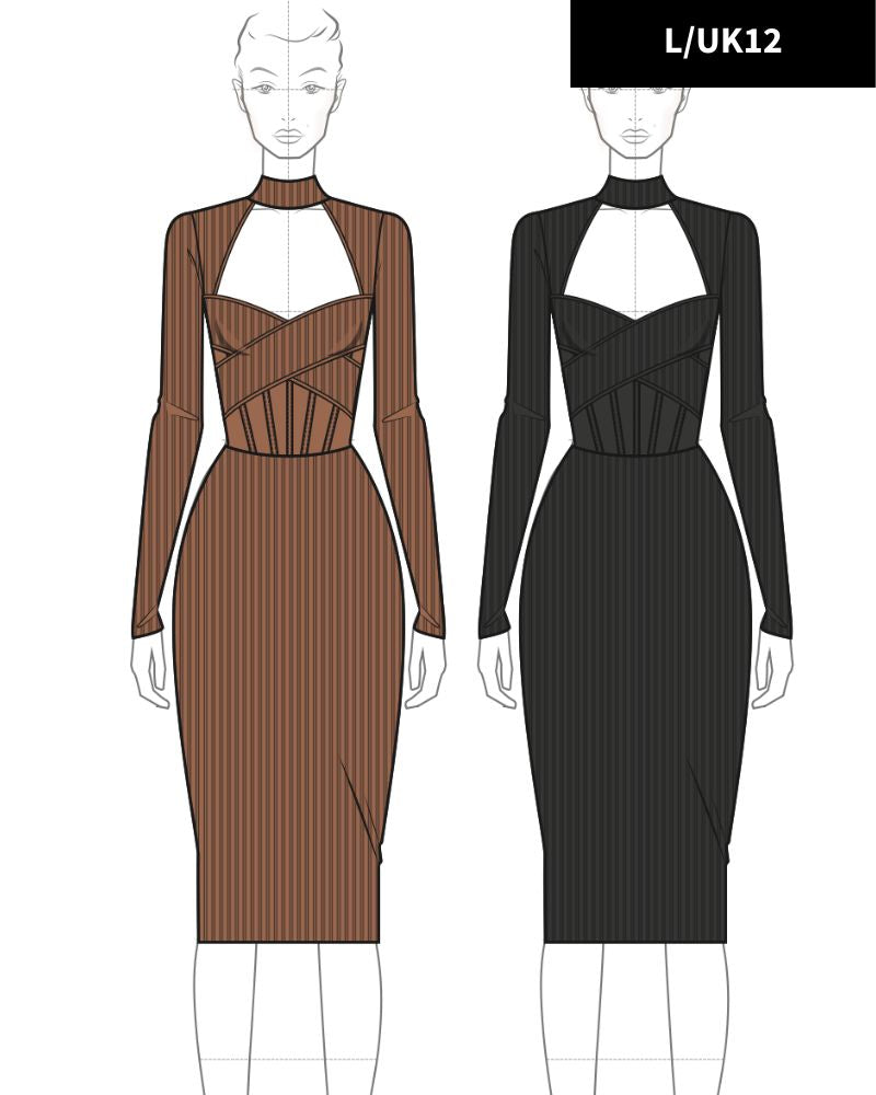 Sample 'Roxanne' Midi Ribbed Corset Dress