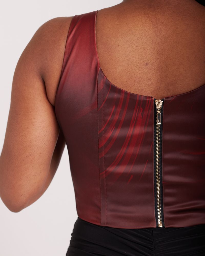 Fuller bust corset top brown and red